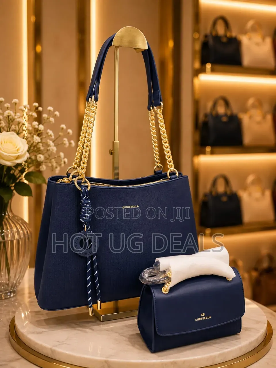 Chrisbella Noir Luxe Chain Tote Bag Set – Classic