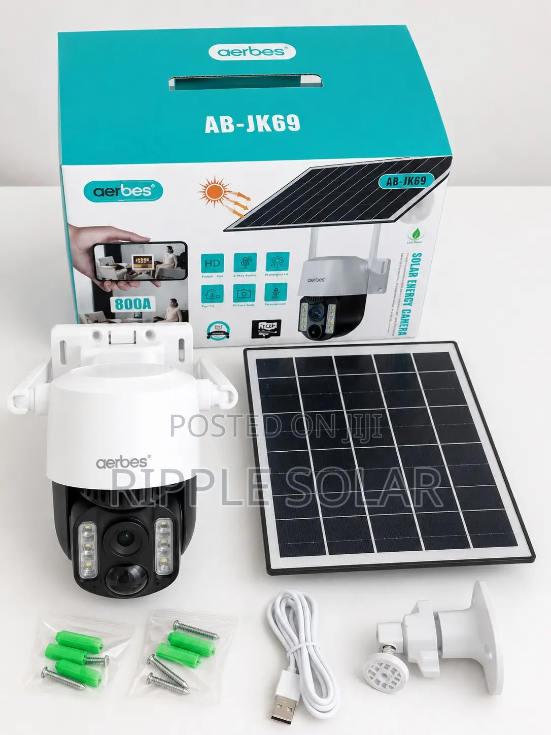 Aerbes WiFi Solar PTZ Security Camera HD AB-JK69-W