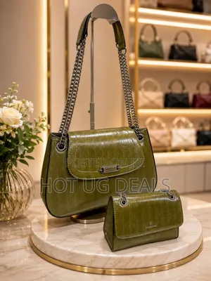 Elegance Croc-Embossed Shoulder Bag Pouch Set - Color Varies