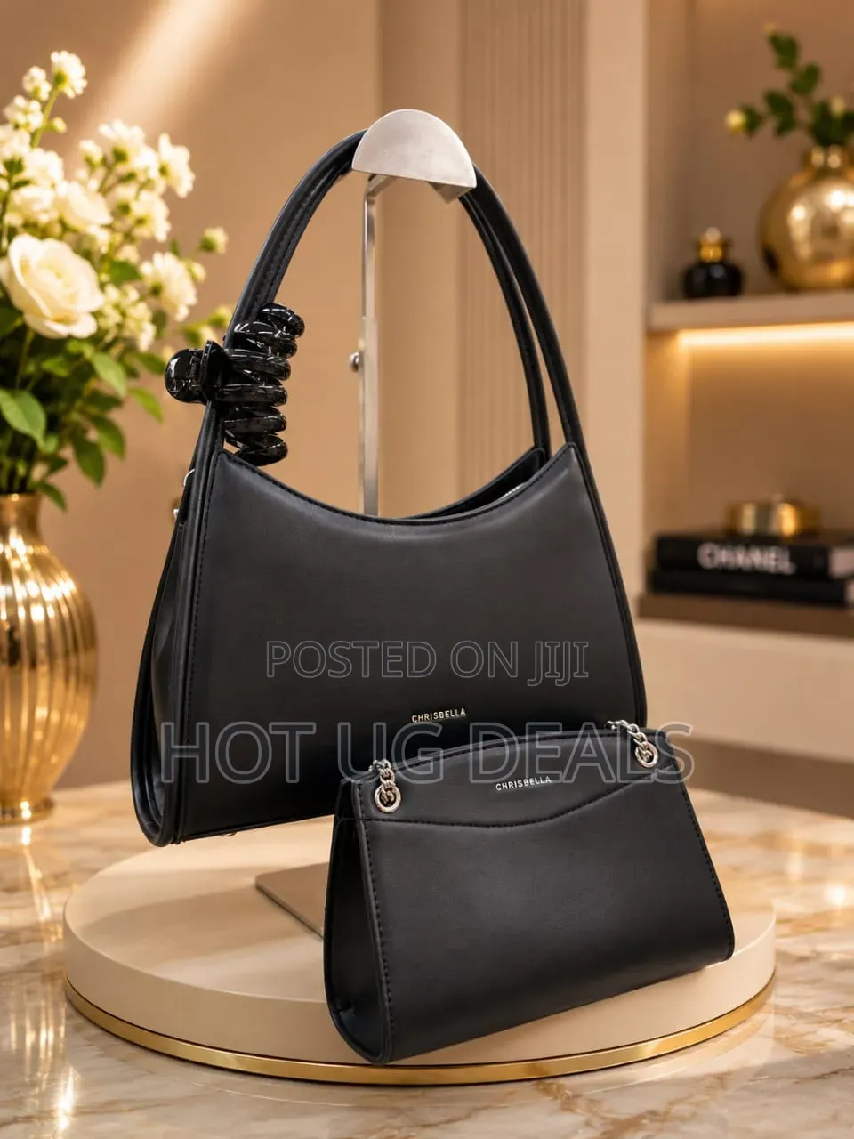 CHRISBELLA Elegant 2-in-1 Black Handbag Set