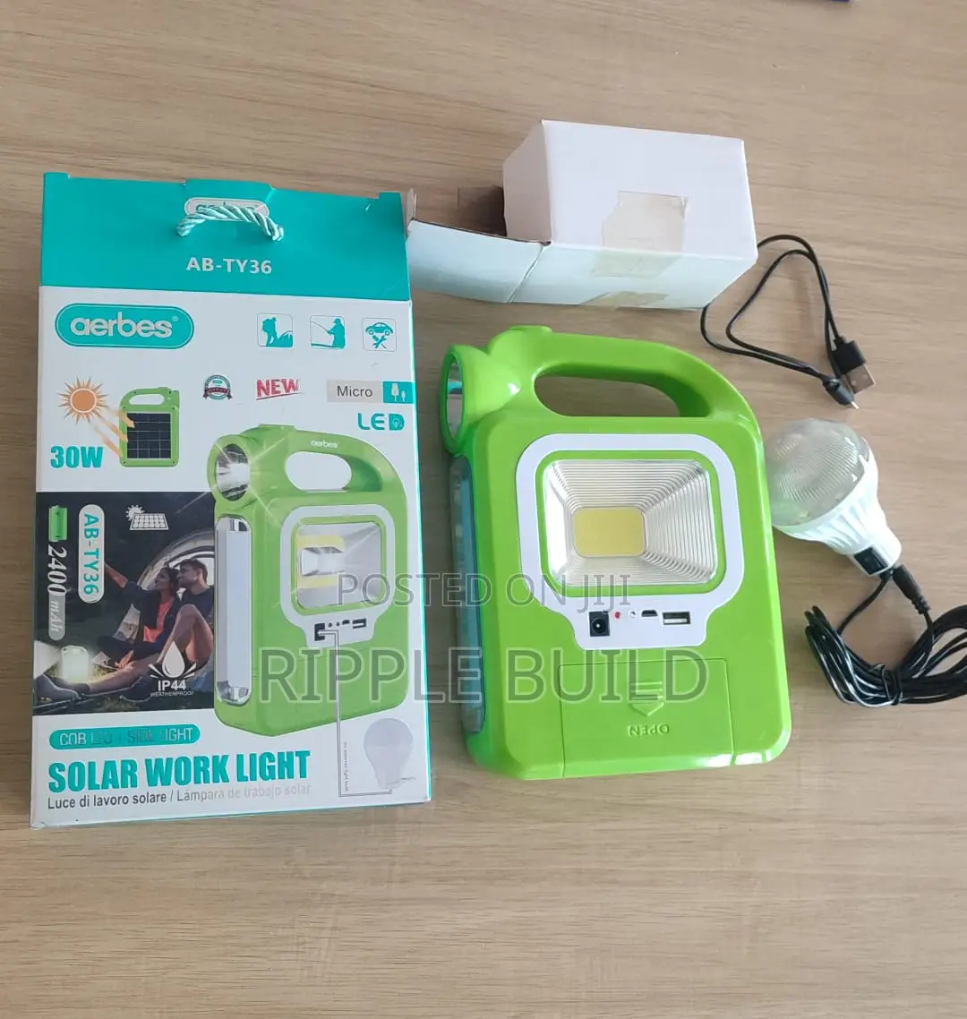 Aerbes 30W Solar Rechargeable Work Light With USB Output AB-TY36