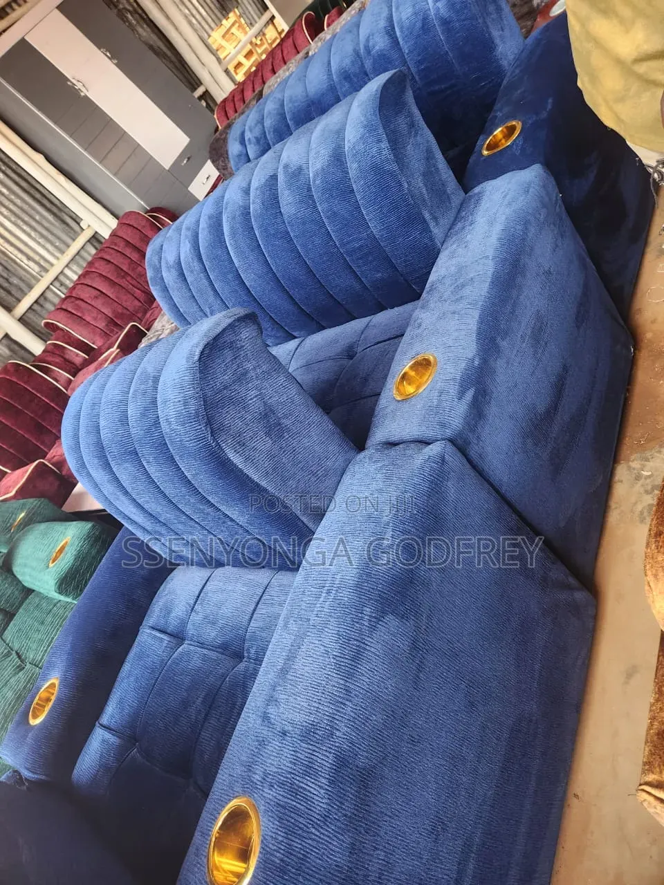 Sofa Set Blue 2nd 1 Stripe Size