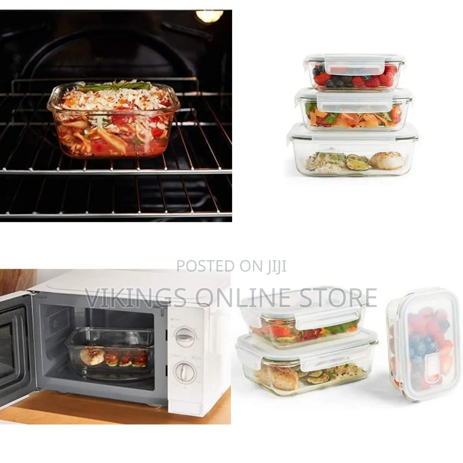 3 Piece Food Safe Microwave Oven Safe Glass Bowls Fridge Containers