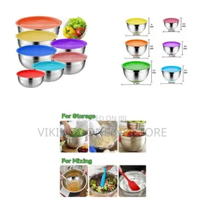 7 Piece Mixing Bowls With Lids for Kitchen Stainless Steel Plastic