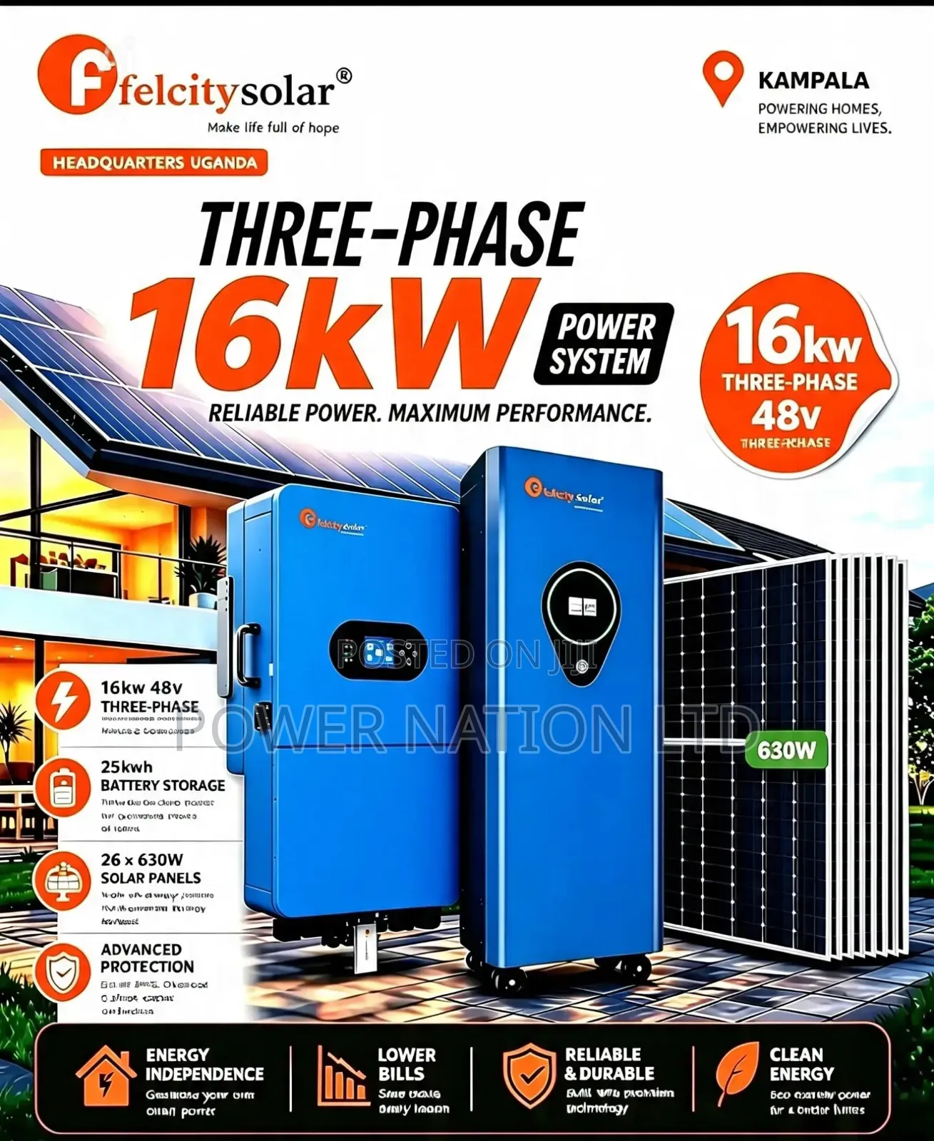 25kwh 16kva 48v Three Phase Felicity Hybrid Complete Solar System
