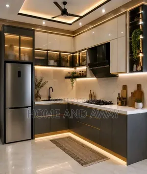 Kitchen Cabinets L Fashion With LED Lighting