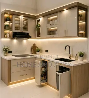 Kitchen Cabinets L Fashion With LED Lighting