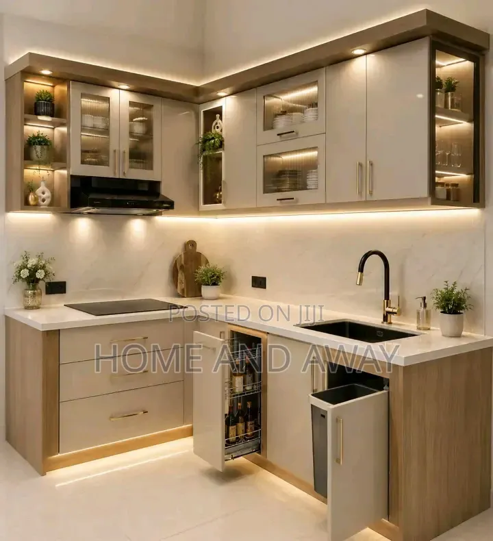Kitchen Cabinets L Fashion With LED Lighting
