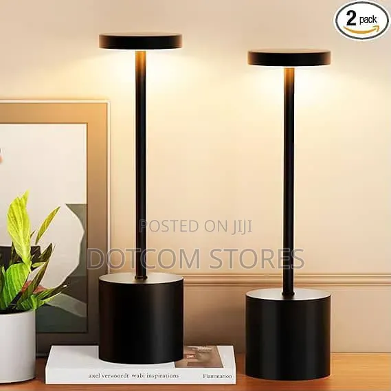 2-Pack of Minimalist Black Cordless LED Table Lamps