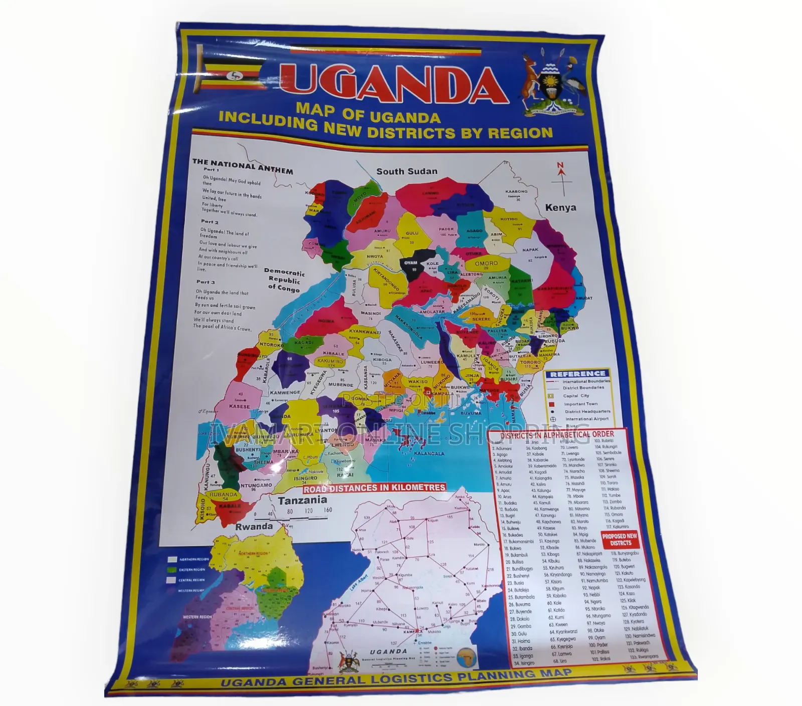 Map of Uganda Chart - Polythene Waterproof Chart