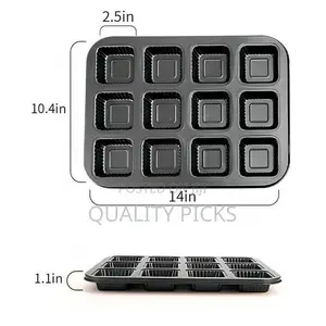 2 Pieces of Carbon Steel Square Muffin Baking Pan
