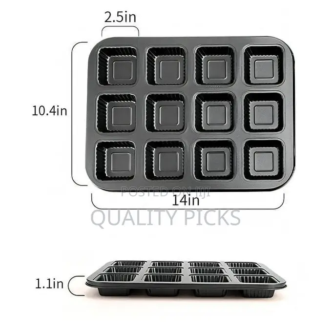 2 Pieces of Carbon Steel Square Muffin Baking Pan