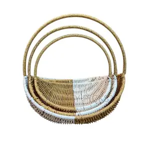 3pcs Stackable Fruit Baskets Elegant Flower Basket Rattan