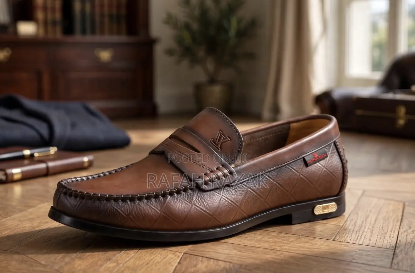 Original Men’s Classic Brown Louis Vuitton Leather Penny Loafers