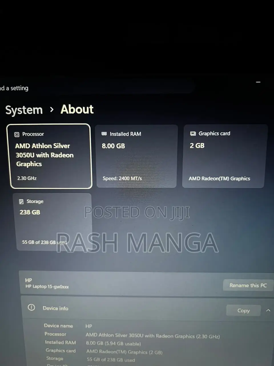 Laptop HP 15 8GB AMD SSD 256GB