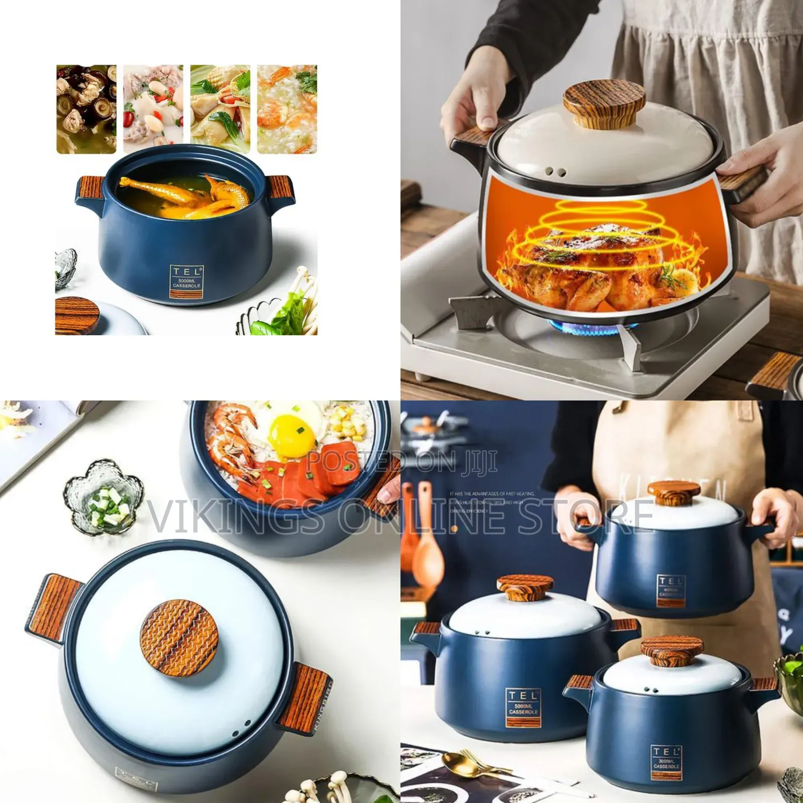 3 Pieces of Ceramic Casserole Dish With Insulated Handles Japanese