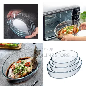 3 Pieces of Glass Baking Dishes Set Casserole Oval Baking Bowl Pan