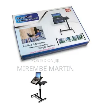 Adjustable Mobile Standing Computer Laptop Table Stand Desk, Black.