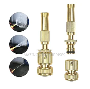 Heavy-Duty Adjustable Brass Hose Nozzle and Quick Connector Set