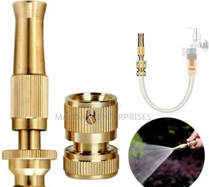 Heavy-Duty Adjustable Brass Hose Nozzle and Quick Connector Set