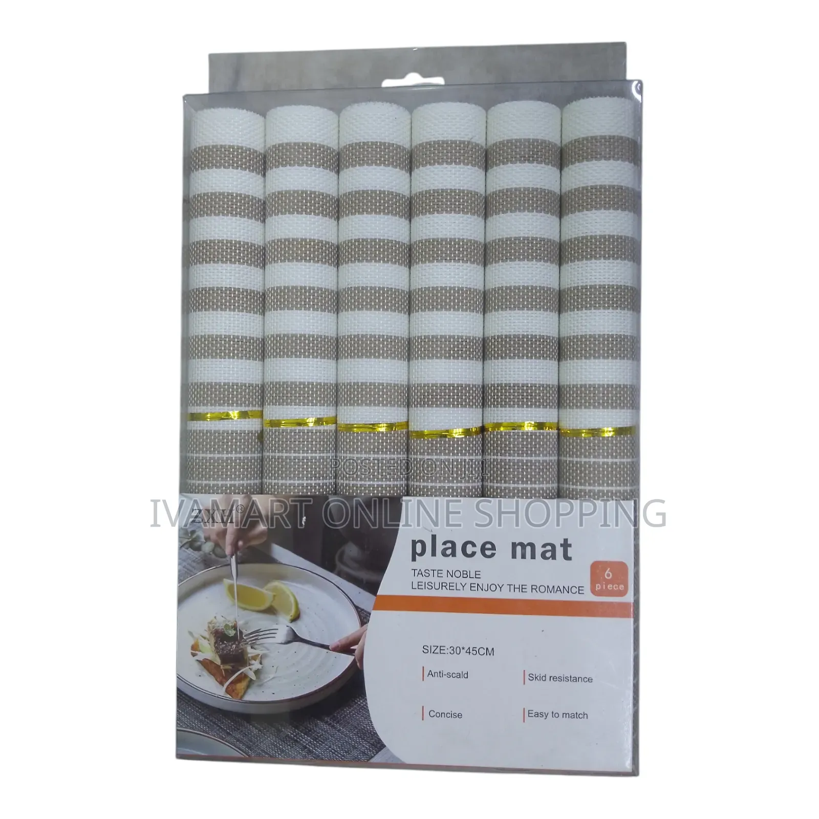 Anti - Slip Table Mats - 6 Pieces, Size 30 X 45cm