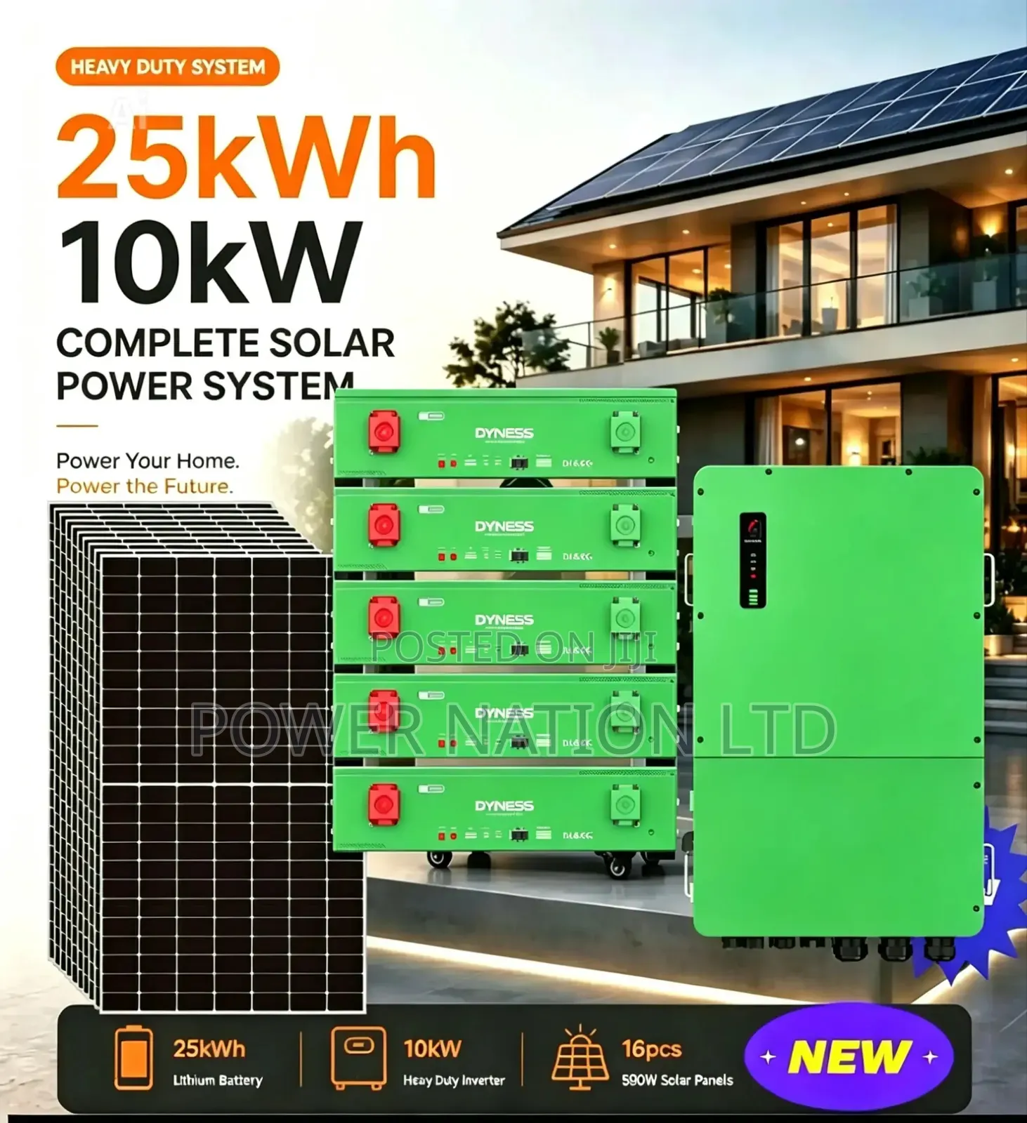25kwh 10kva Dyness Hybrid Complete Solar System