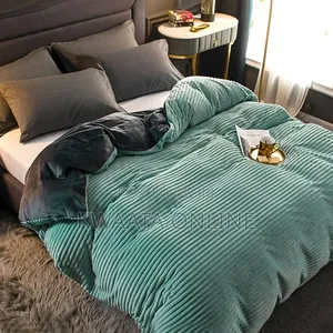 4Pc Velvet Coral Duvets -(1 Duvet, 1 Sheet 2 Pillow Covers), 6x6