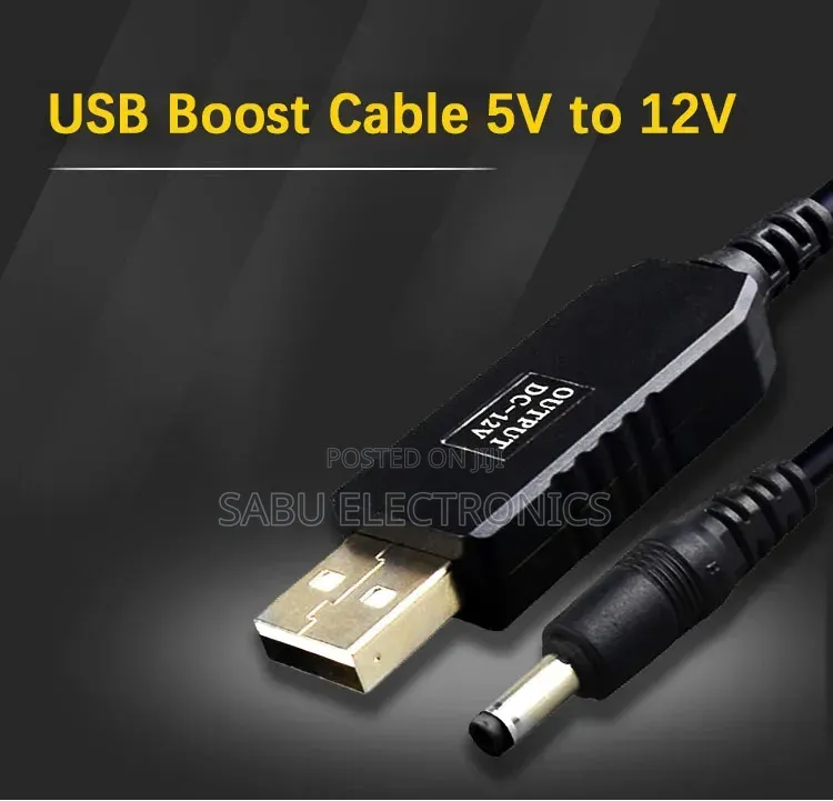 USB 5V to 12V DC StepUp Power Cable –Router Power Adapter