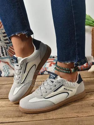 Retro Colorblock Low-Top Walking Sneakers,