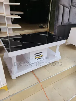 Center Table With a Drawer in White