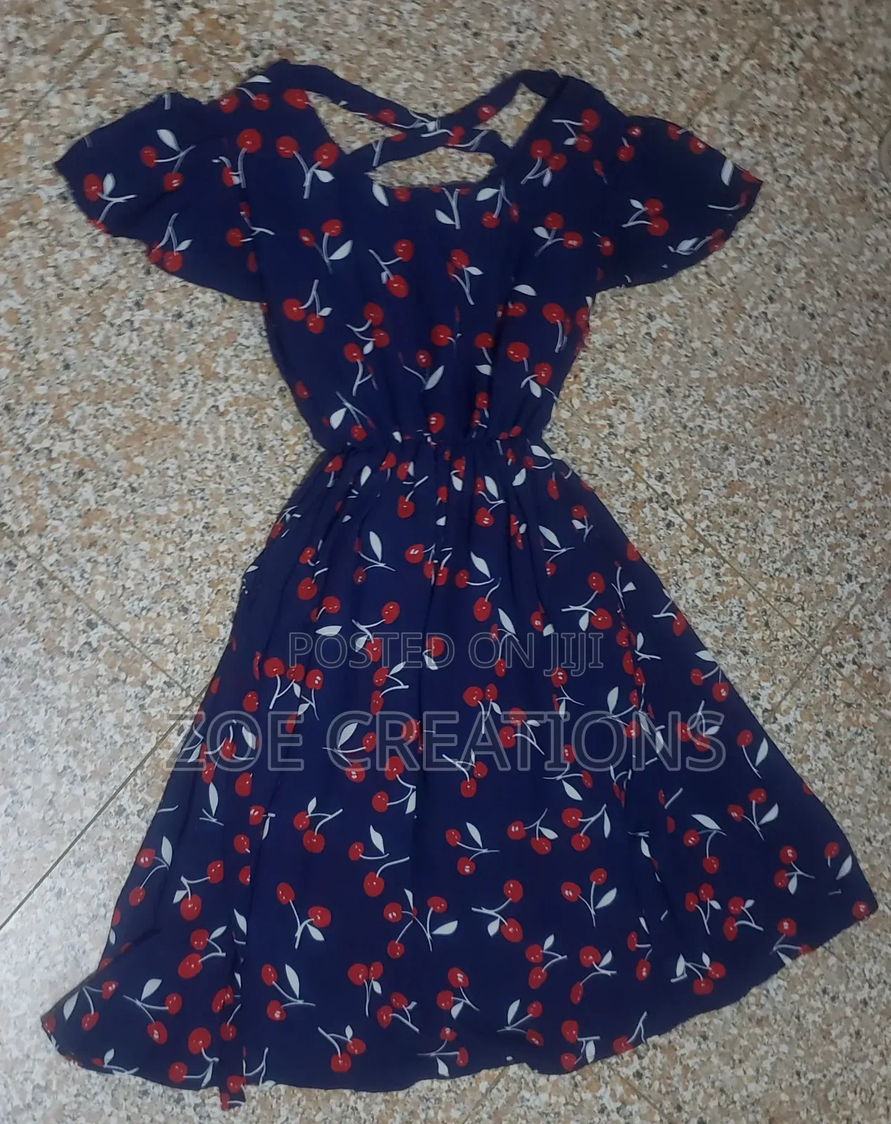 Navy Blue Cherry Dress