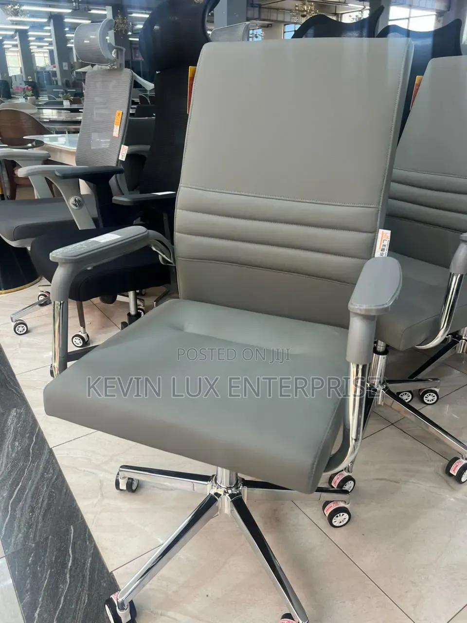 Office Leather Chair With Wheels Grey