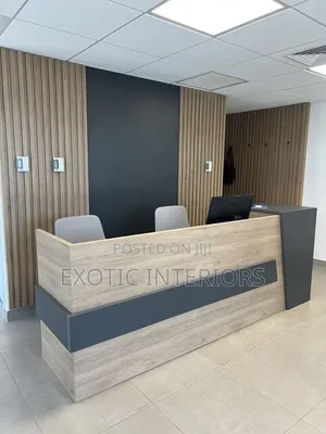 Reception Desk With Back Ground Design Call