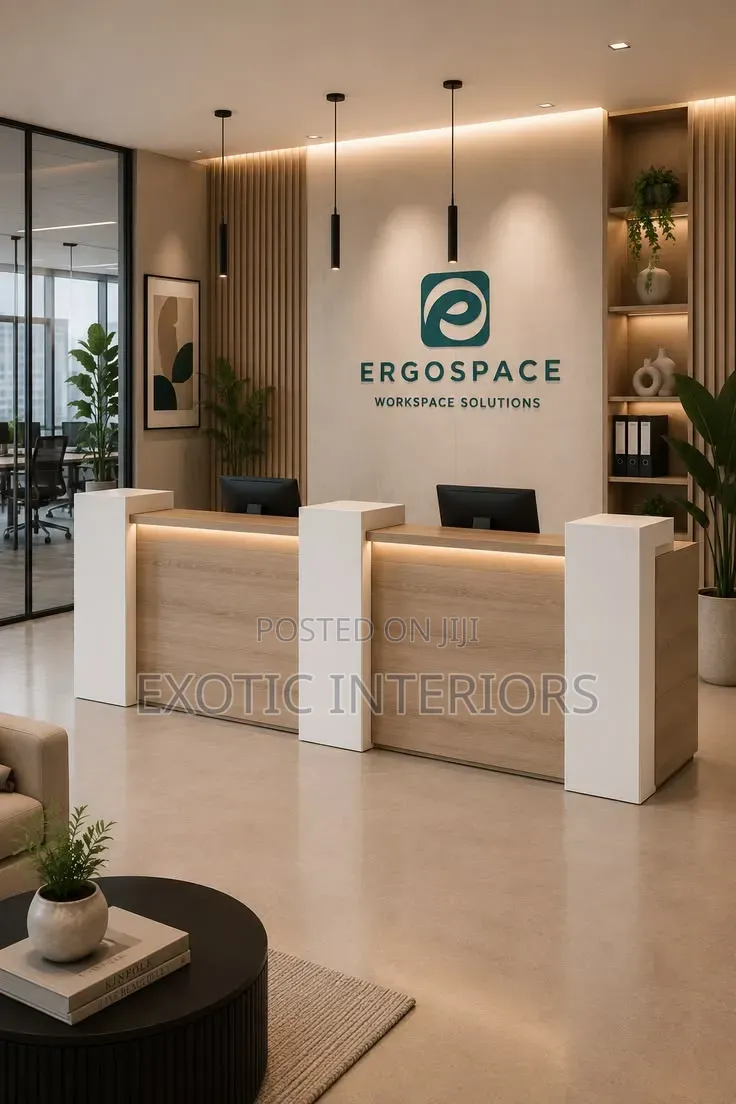 Reception Desk and Back Ground Order With Us On