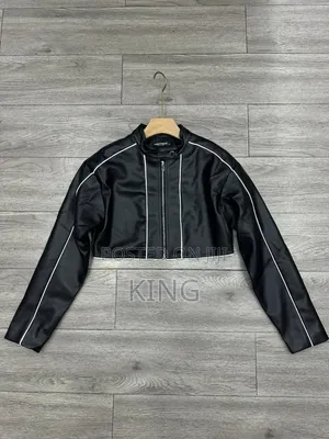 Black SHEIN ICON Women's Faux PU Leather Zip-Up Cropped Jacket