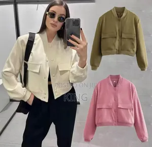ZARA Ecru Cropped Bomber Jacket