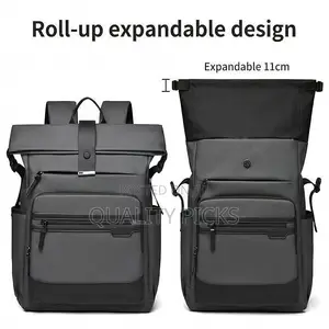 Roll Top Expandable Laptop Backpack for Men Women