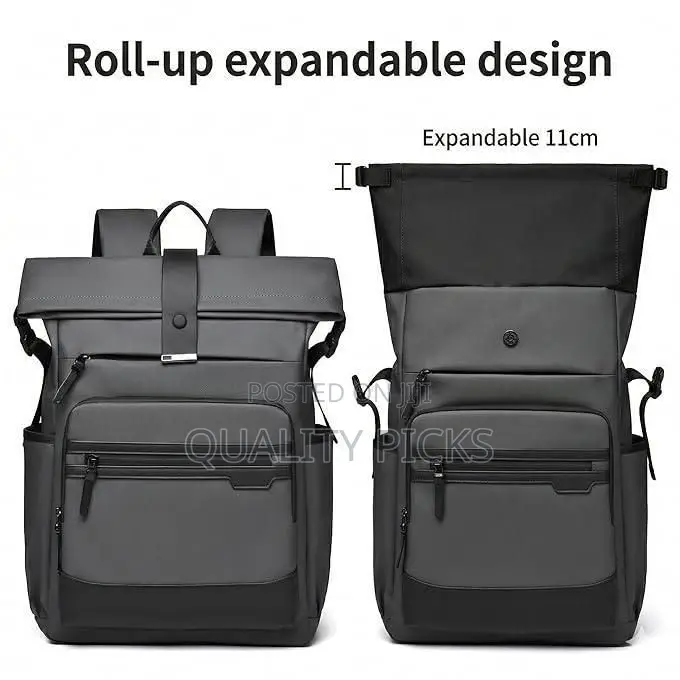 Roll Top Expandable Laptop Backpack for Men Women