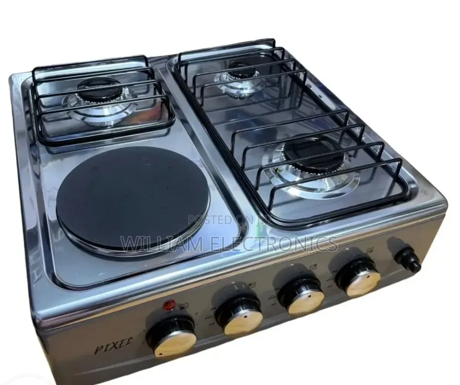 Pixel 3 Gas Burners + 1 Electric Hotplate Cooktop With Auto Ignition