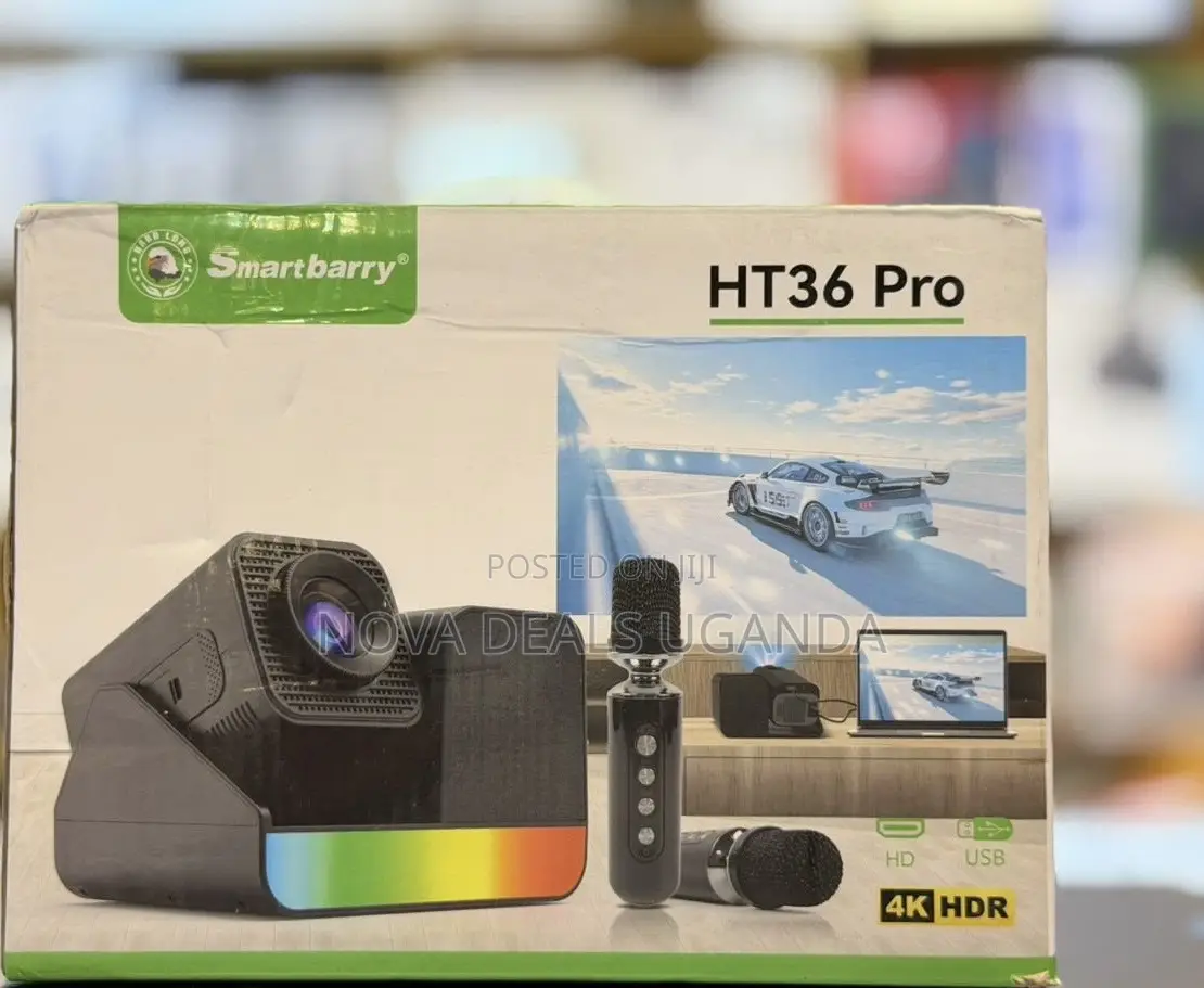 Smartbarry HT36 Pro Smart Projector With Wireless Microphone