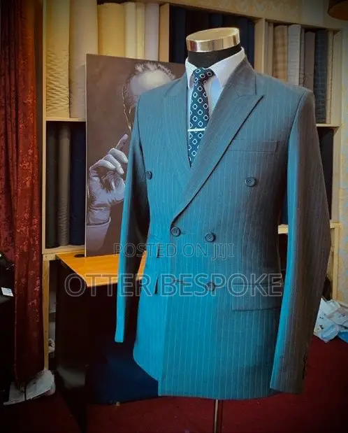 Stripped Double Breast Grey Suit