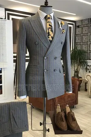 Stripped Double Breast Grey Suit