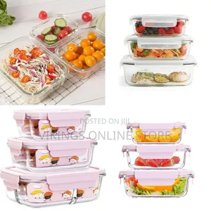 3 Piece Food Safe Microwave Oven Safe Glass Bowls Fridge Containers