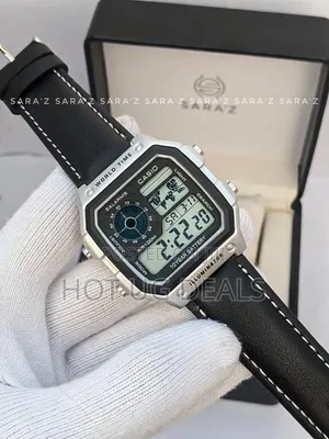 Casio Royale Digital World Time Watch – Premium Black Leather