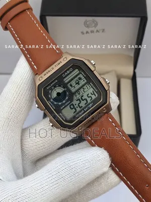 Casio Illuminator Digital Wristwatch With a Green Leather Strap