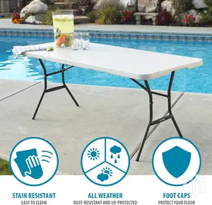 USA LIFETIME 6ft Fold In Half Folding Long Table