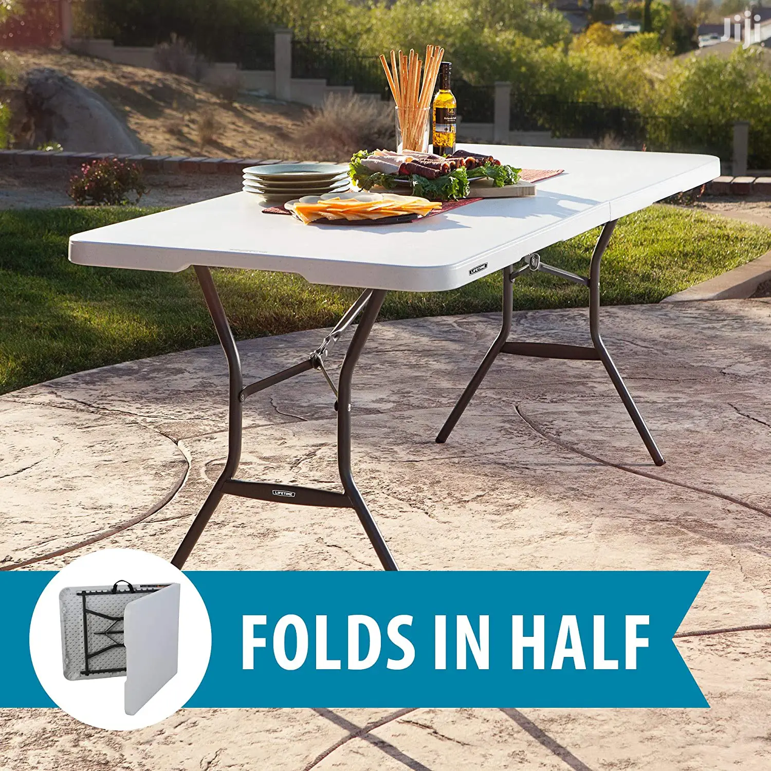 USA LIFETIME 6ft Fold In Half Folding Long Table