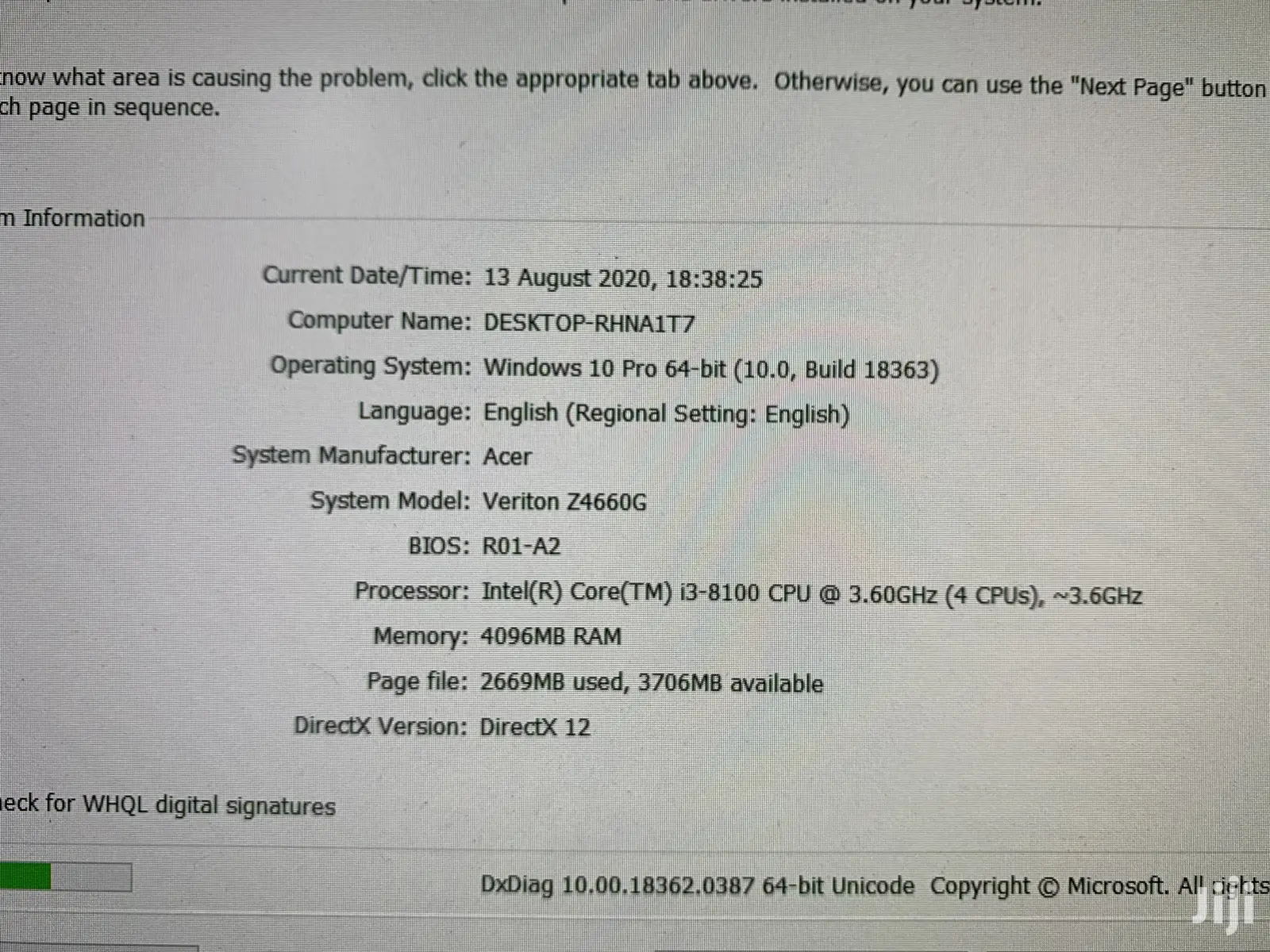 New Desktop Computer Acer 4GB Intel Core i3 HDD 500GB