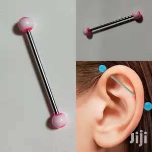 Colored 14 Gauge Industrial Barbell Red 35mm