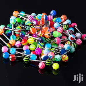 Solid Colored UV Ball Barbell Tongue Ring 14G